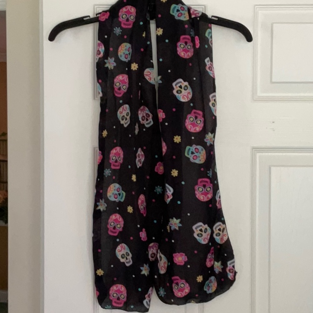 Skull Print Black Scarf